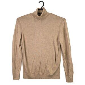 Mens Express Tan 100% Merino Wool Turtleneck Sweater Long Sleeve Size XL
